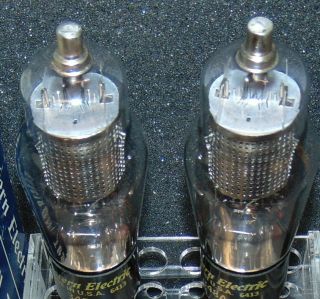 NOS PAIR WESTERN ELECTRIC 348 - A 348A TUBE ' S SQUARE GETTER STRONG SHAPE 4