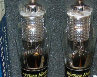 NOS PAIR WESTERN ELECTRIC 348 - A 348A TUBE ' S SQUARE GETTER STRONG SHAPE 5