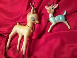 Set Of Two Rare Plastic Deer 1960s