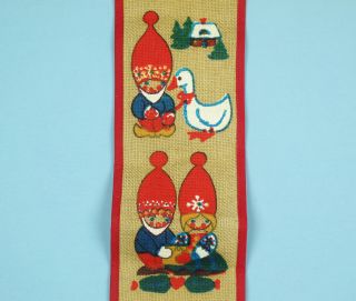 Vintage SWEDISH Danish Jute WALL HANGING Christmas TOMTEN Julbock 4