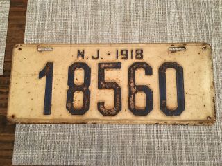 Antique Vintage 1918 Jersey License Plate 15 " L X 6 " H