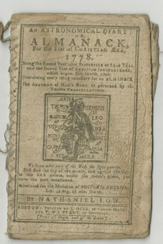 Low 1778 Almanack/ Almanac American Revolution Address Against Monopoly