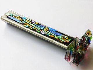 Goldsmith Kaleidoscope 9 " Art Deco Fused Dichroic Stained Glass,  2 Axles,  3 Disks
