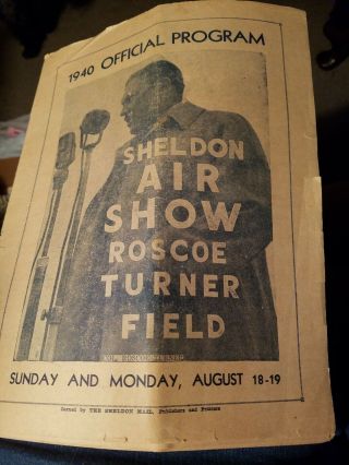 1940 Official Program Sheldon Air Show.  Roscoe Turner Field.  Sheldon Iowa.