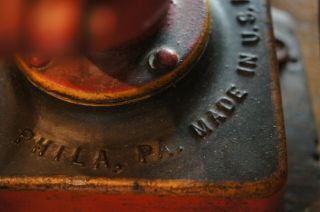 Antique Enterprise Iron Coffee Grinder Mill Gold Decals Red 7