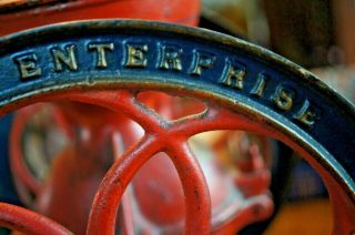 Antique Enterprise Iron Coffee Grinder Mill Gold Decals Red 8