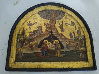 Antique 18 - 19th C Russian Icon Hand Painted Wood Panel Estate Find