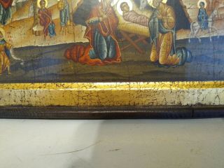 Antique 18 - 19th C Russian Icon Hand Painted Wood Panel Estate find 4
