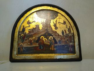 Antique 18 - 19th C Russian Icon Hand Painted Wood Panel Estate find 5