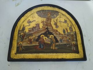 Antique 18 - 19th C Russian Icon Hand Painted Wood Panel Estate find 7