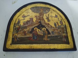 Antique 18 - 19th C Russian Icon Hand Painted Wood Panel Estate find 8