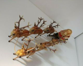 Antique German Santa Putz,  Sled,  And Lead Reindeer Rare
