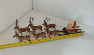Antique German Santa Putz,  Sled,  and Lead Reindeer Rare 4