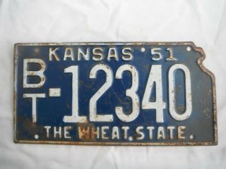 1951 Kansas License Plate Tag