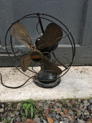 Antique Electric Fan Brass Blade Peerless Vintage Old Great