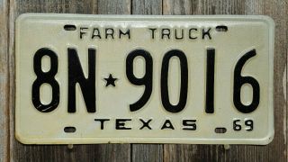 1969 Texas " Farm Truck " License Plate