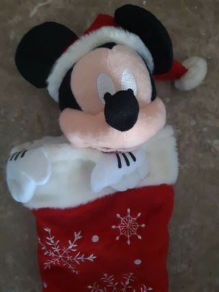 Disney Mickey Mouse 3d Head Stocking Kcare Red Snowflakes Christmas Holiday 16 "