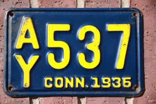 1936 Connecticut License Plate 