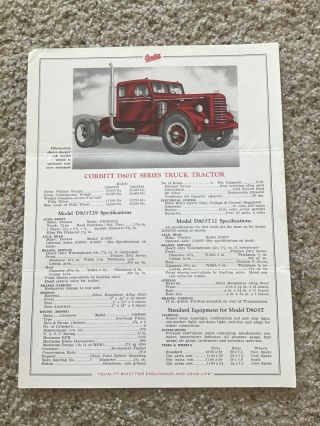 1940s Corbitt D803t Series Truck And Tractor Sales Handout.