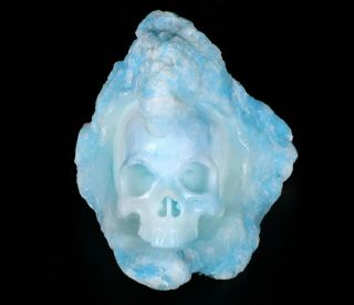 4.  5 " Blue Aragonite Carved Crystal Skull Sculpture,  Crystal Healing