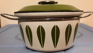 Catherine Holm Enamelware Avocado Green Lotus Dish Dutch Oven Lid Vintage 1960s