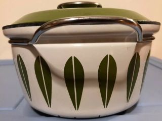 Catherine Holm Enamelware Avocado Green Lotus Dish Dutch Oven Lid Vintage 1960s 2