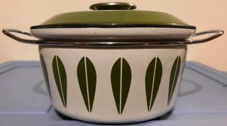 Catherine Holm Enamelware Avocado Green Lotus Dish Dutch Oven Lid Vintage 1960s 3