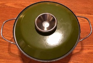 Catherine Holm Enamelware Avocado Green Lotus Dish Dutch Oven Lid Vintage 1960s 5