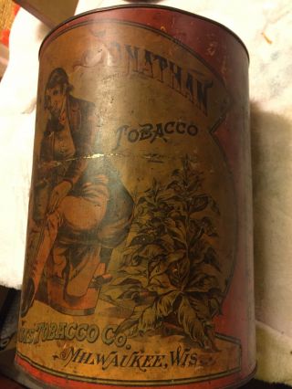 RARE BROTHER JONATHAN ANTIQUE TOBACCO TIN BY FF ADAMS & CO 3