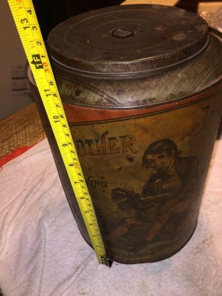 RARE BROTHER JONATHAN ANTIQUE TOBACCO TIN BY FF ADAMS & CO 8