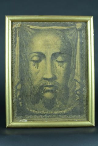 Antique Holy Face Veil Of Veronica Frame With Certificate Rare 18 Thc Religious