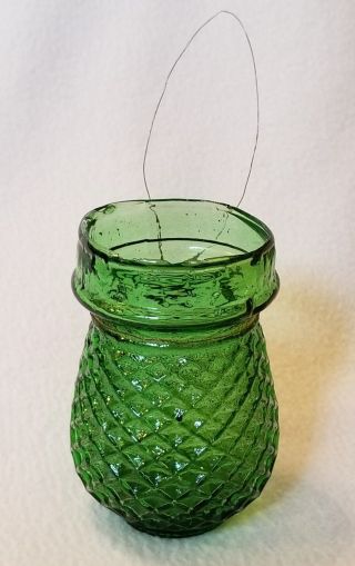 Antique Victorian Apple Green Diamond Quilted Glass Christmas Fairy Light
