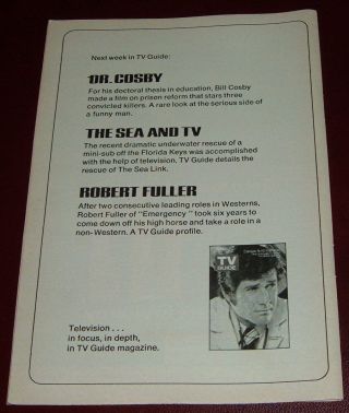 1973 Tv Guide Promo Ad Robert Fuller Comes Down From His High Horse Emergency