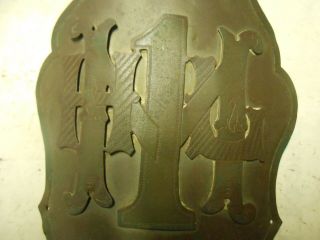 1869 MOYAMESHING HOOK AND LADDER LEATHER HELMET FRONT PLATE CHESTER PENNA. 2