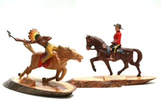 2 Vintage Hand Painted Souvenirs From Niagara Falls R Mounted Police & Indian