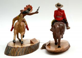 2 Vintage Hand Painted Souvenirs from Niagara Falls R Mounted Police & Indian 8