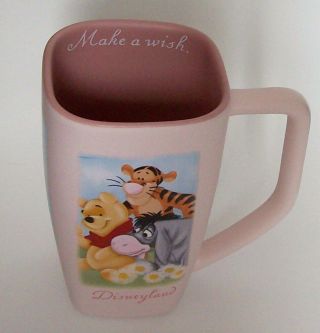 Disney Disneyland Winnie The Pooh Tigger Eeyore Pink ‘make A Wish’ Coffee Mug