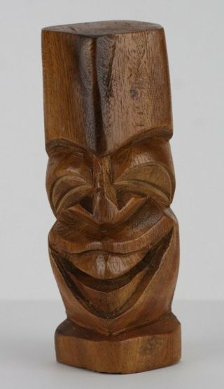 8 " Tall Wood Hand Carved Tiki Statue Hawaiian Polynesian Style Signed Daniel