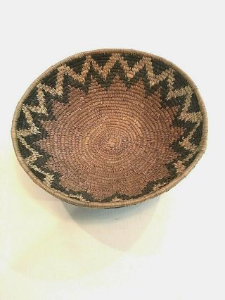 Vintage Coiled Woven Reed Basket African Or Native 11 1/2 "