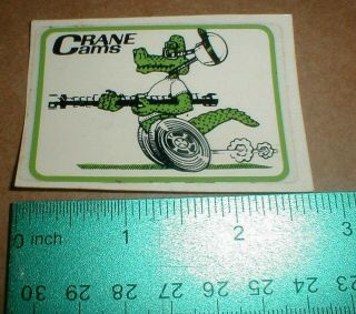 Vtg Crane Cams Camshafts 1960s Old Drag Racing Decal Sticker Green Gator Crock