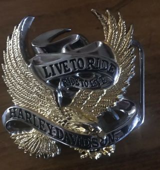 Harley Davidson Motorcycles Belt Buckle Live To Ride Flying Eagle Marked Hd