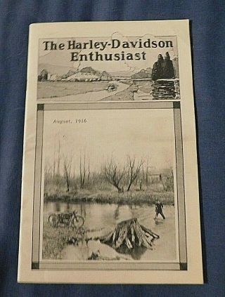 Vintage 1951 Reprint " The Harley Davidson Enthusiast " - August 1916