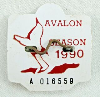 1990 Avalon,  Nj Seasonal Beach Tag / Badge