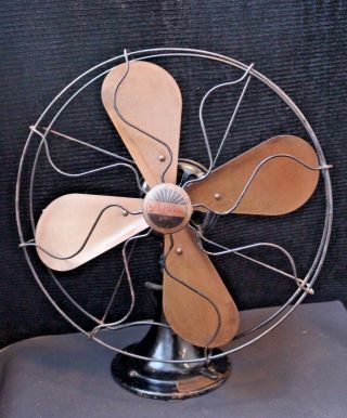 Peerless Antique 16 " Brass Blade Cage Electric Fan Oscillating 3 Speed