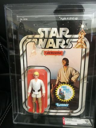 Vintage Star Wars Luke Skywalker Afa 60 20 Back - G Boba Fett Ad