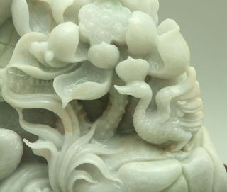 Cert ' d Untreated Green Nature A jadeite Jade Statue Sculpture flowers q70671Q2H 3