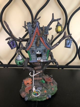 Lemax Halloween Spooky Town Rare Hungry Tree House Lighted Scary Monster Tree