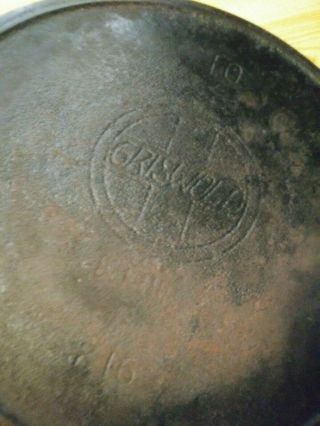 Antique Griswold Large Slant Logo 10.  716 Erie Cast Iron SKILLET Dead Flat 3