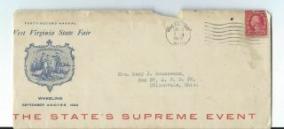 1922 Adv.  Envelope - Wv State Fair - The States Supreme Event - Wheeling,  Wv