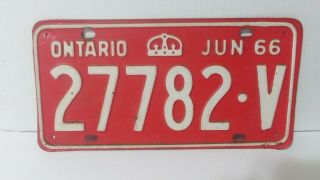 1966 June Ontario Licence Plate 27782v